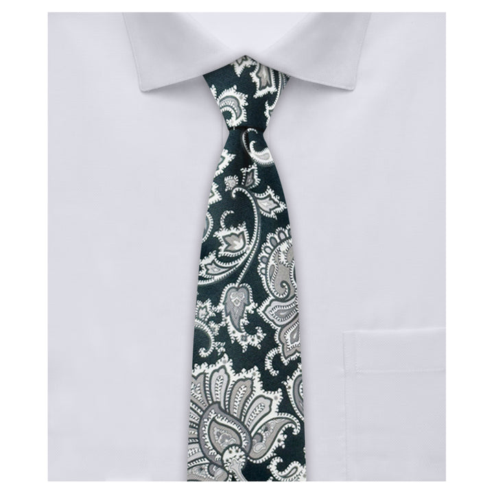 English Paisley Slim Tie - Gray
