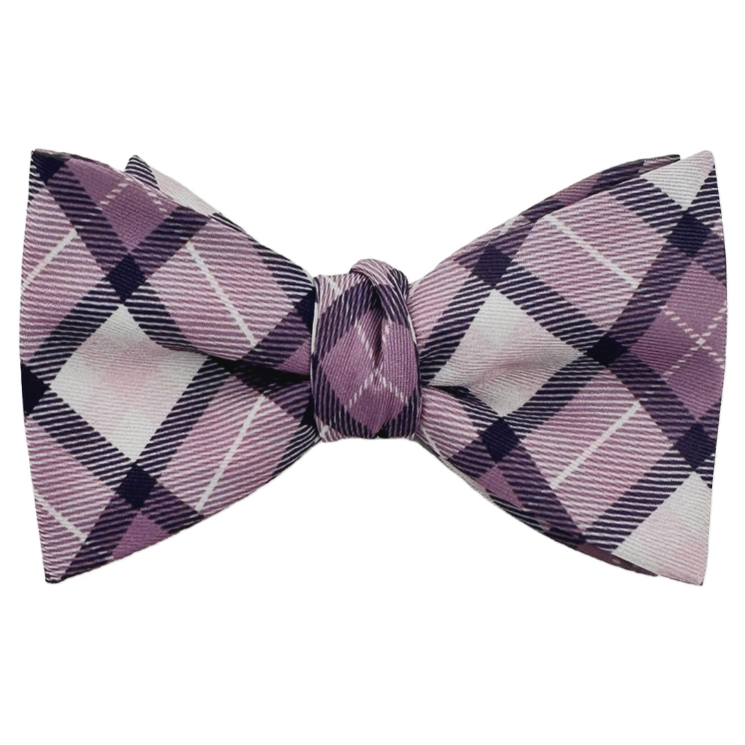 Picnic Plaid Self-Tie Bow Tie - Purple