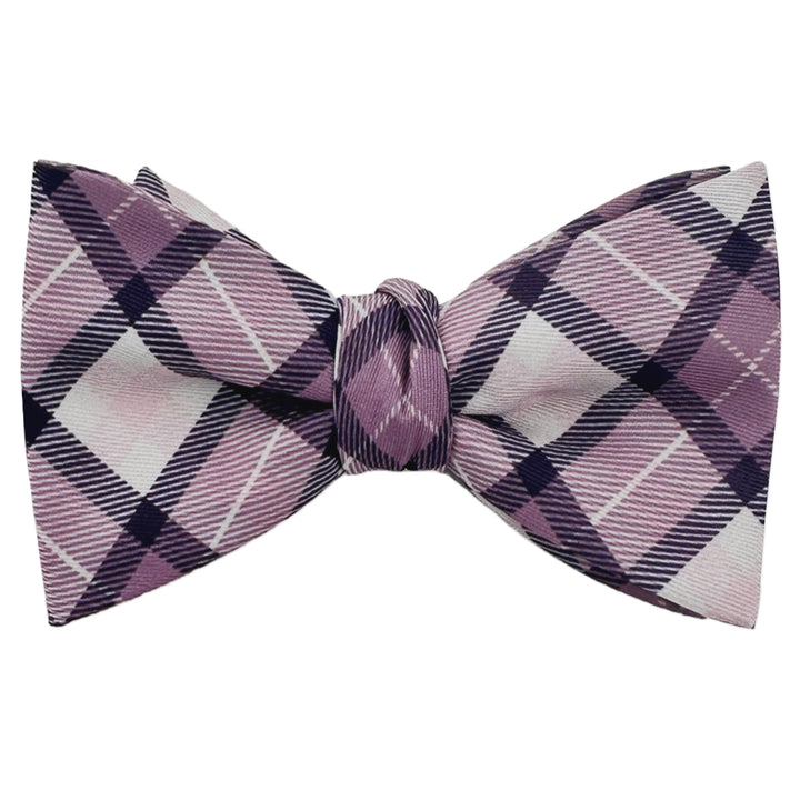 Picnic Plaid Self-Tie Bow Tie - Purple