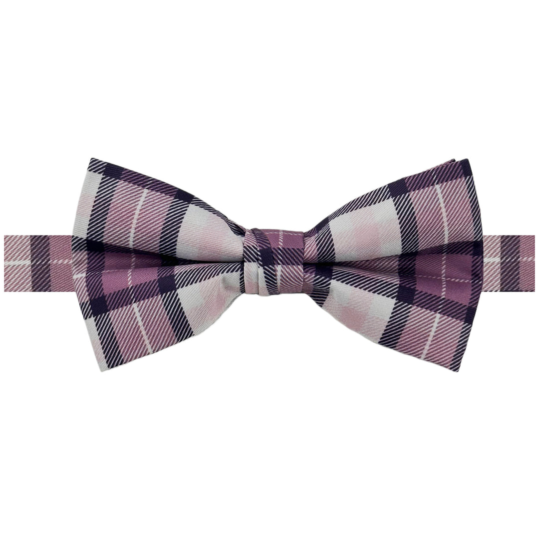 Picnic Plaid Banded Bow Tie - Purple
