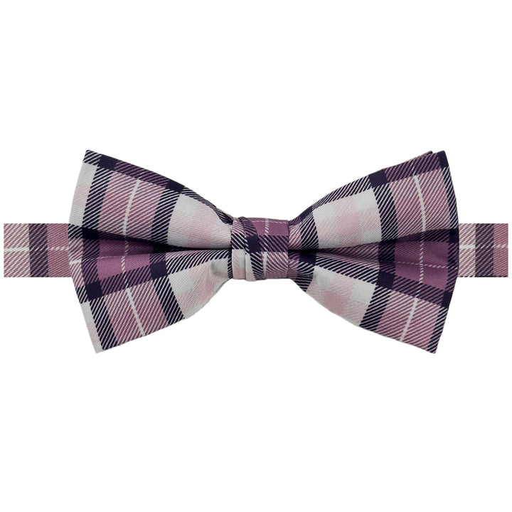 Picnic Plaid Banded Bow Tie - Purple