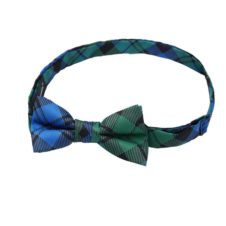 Kid's Black Watch Tartan Plaid Banded Bow Tie