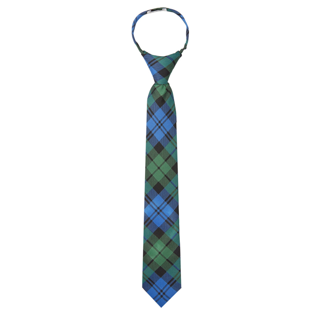 Kid's Black Watch Tartan Plaid 14" Zipper Tie