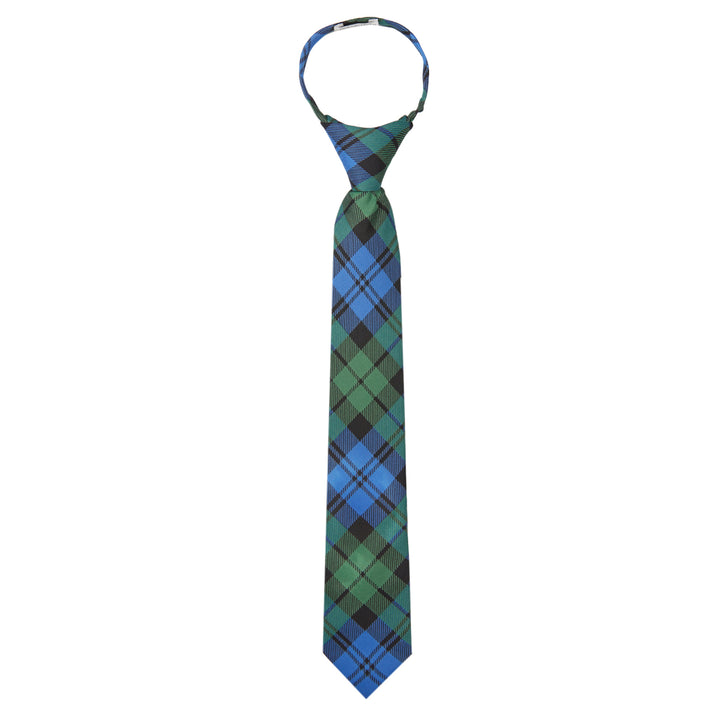 Kid's Black Watch Tartan Plaid 14" Zipper Tie