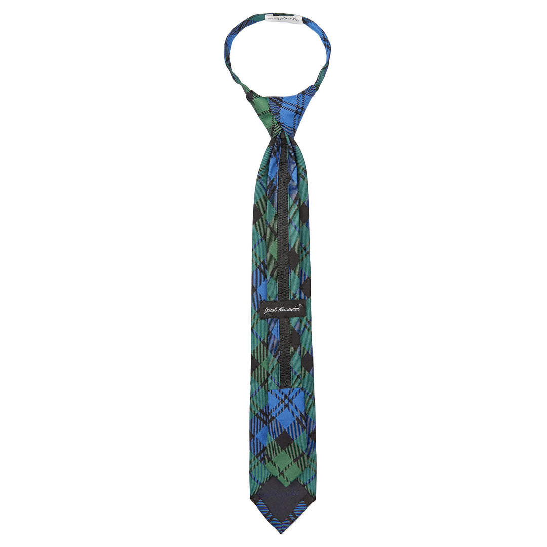Kid's Black Watch Tartan Plaid 14" Zipper Tie