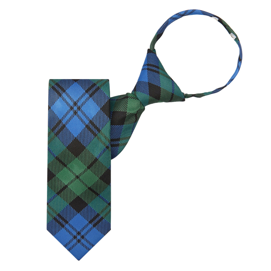 Kid's Black Watch Tartan Plaid 14" Zipper Tie