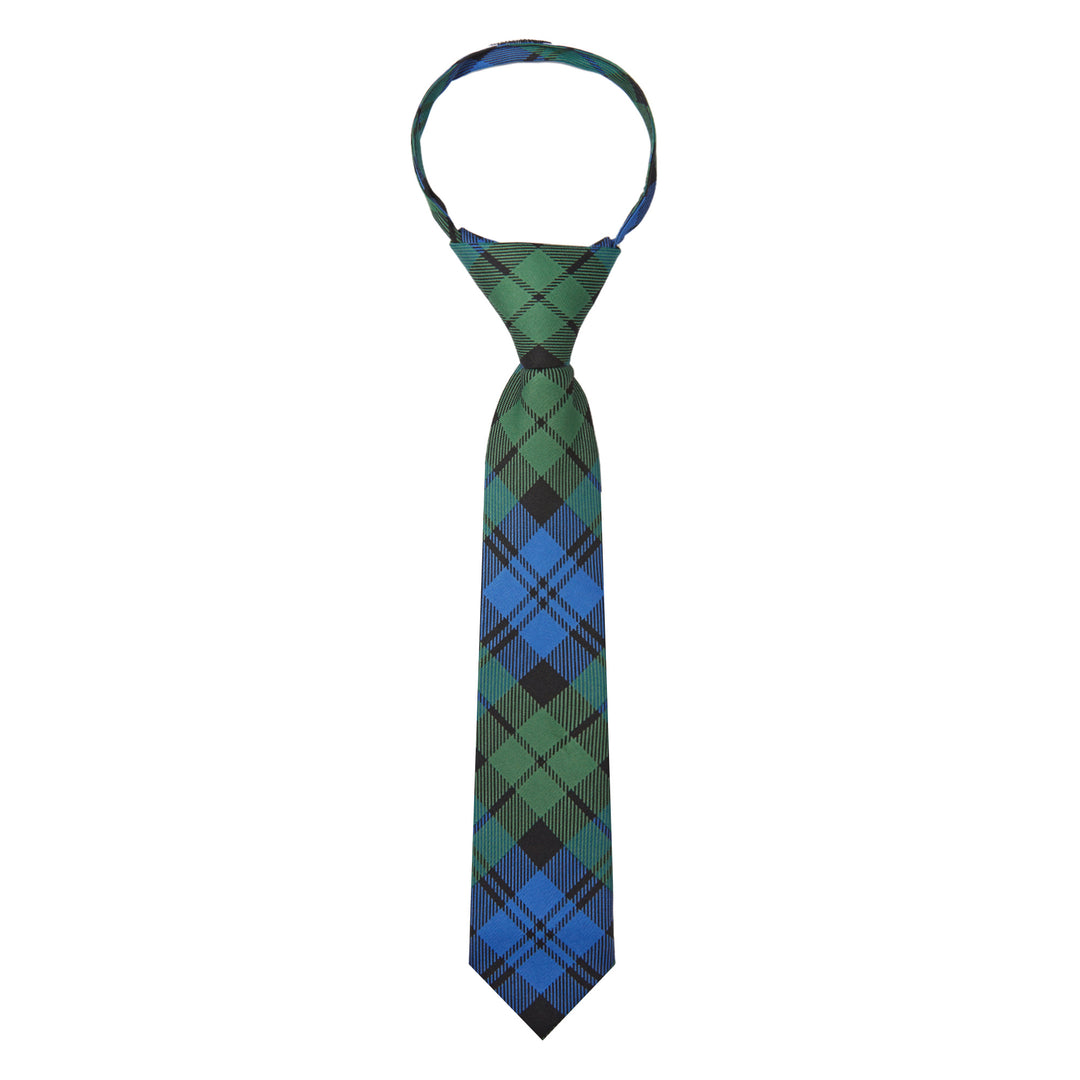 Kid's Black Watch Tartan Plaid 11" Zipper Tie