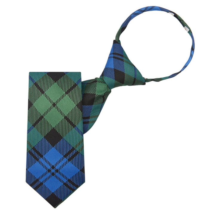 Kid's Black Watch Tartan Plaid 11" Zipper Tie