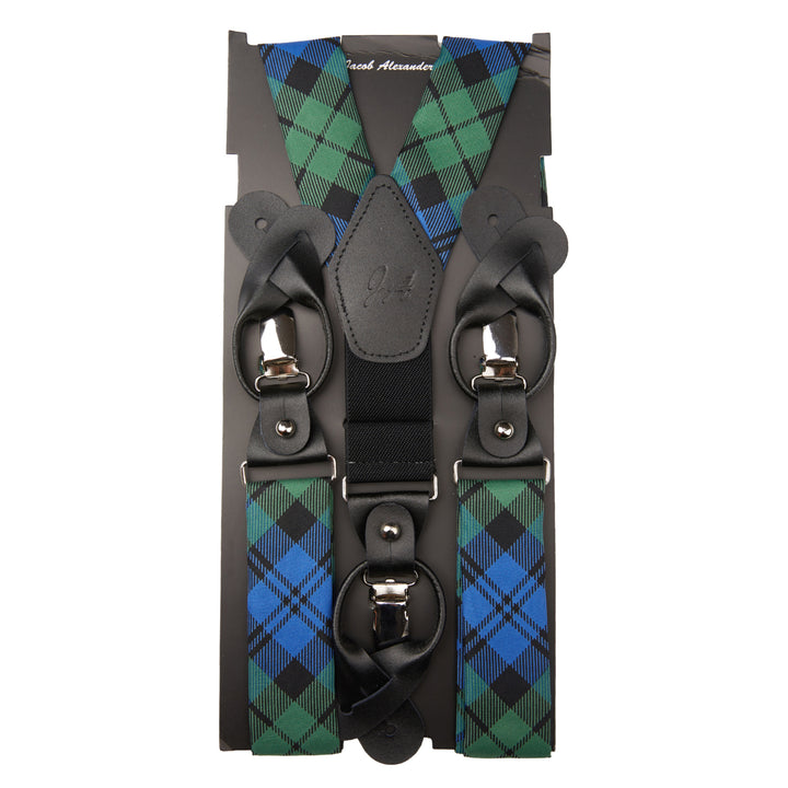 Black Watch Tartan Plaid Y-Back Suspenders