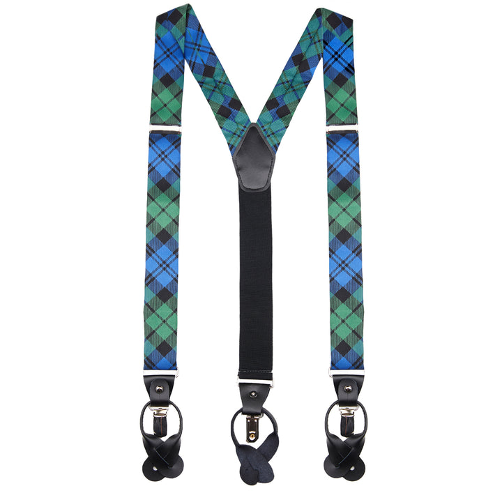 Black Watch Tartan Plaid Y-Back Suspenders