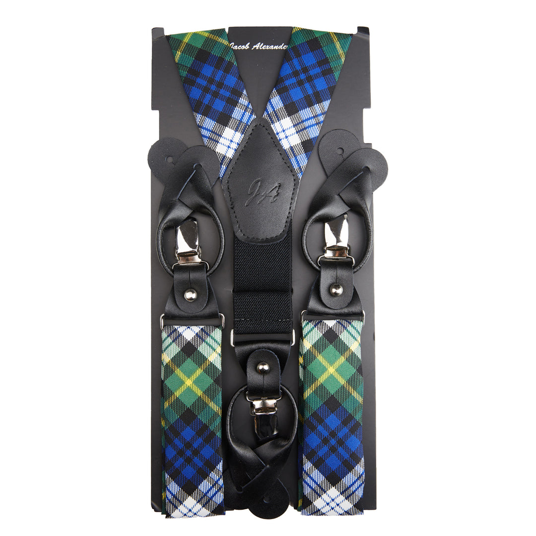 Dress Gordon Tartan Plaid Y-Back Suspenders