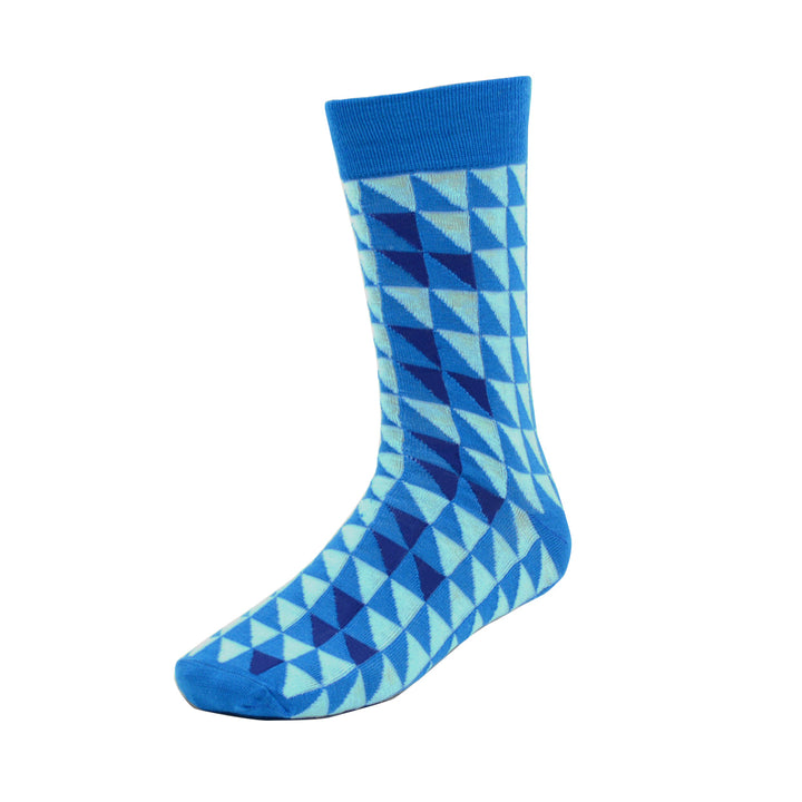 Triangle Shapes Crew Socks - Blue Aqua