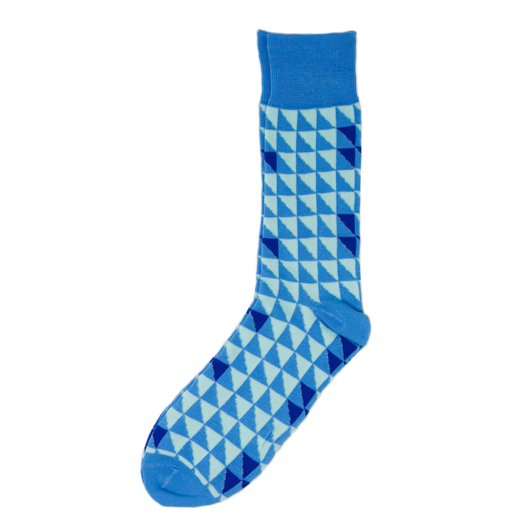 Triangle Shapes Crew Socks - Blue Aqua
