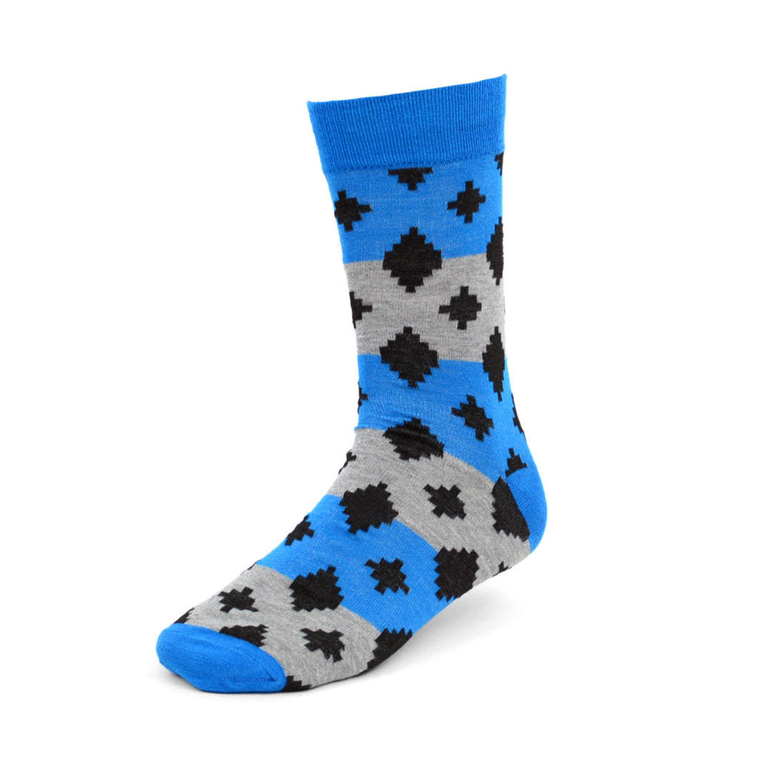 Fun Shapes Crew Socks - Blue Gray Black