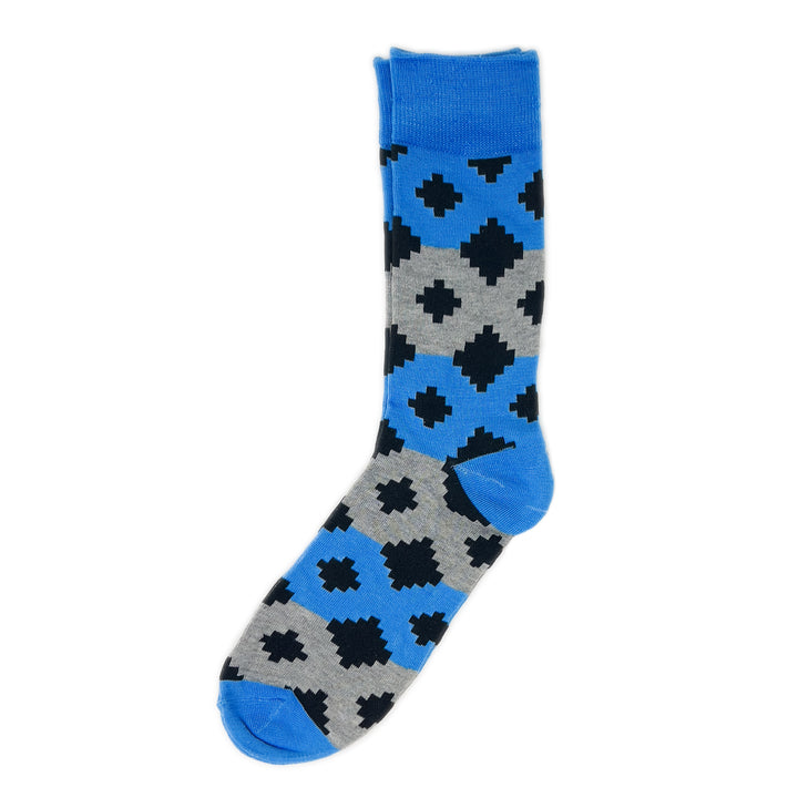 Fun Shapes Crew Socks - Blue Gray Black