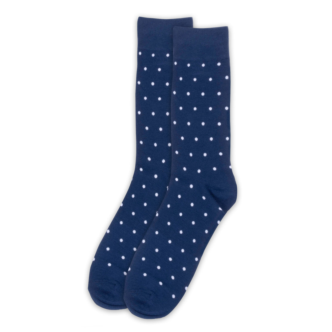 Polka Dots Crew Socks - Navy Blue