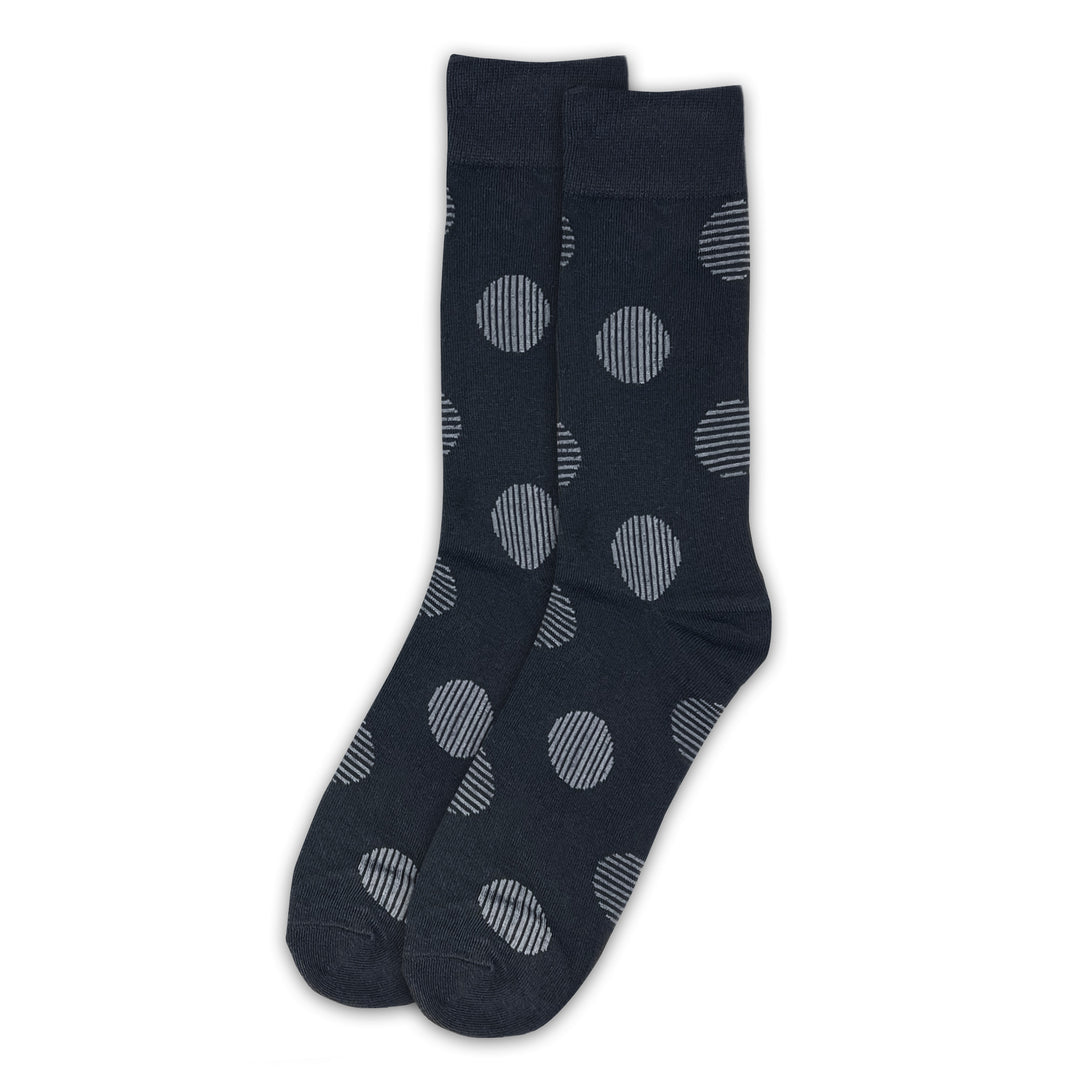 Circle Stripes Crew Socks - Black