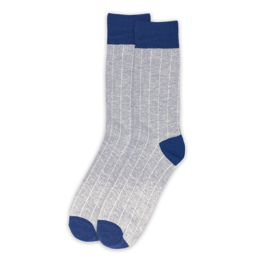 Pinstripe Crew Socks - Light Gray