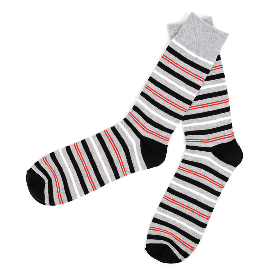 Striped Crew Socks - Black Red