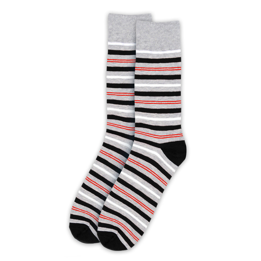 Striped Crew Socks - Black Red