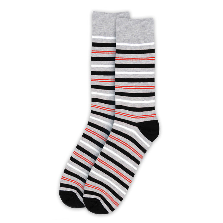 Striped Crew Socks - Black Red