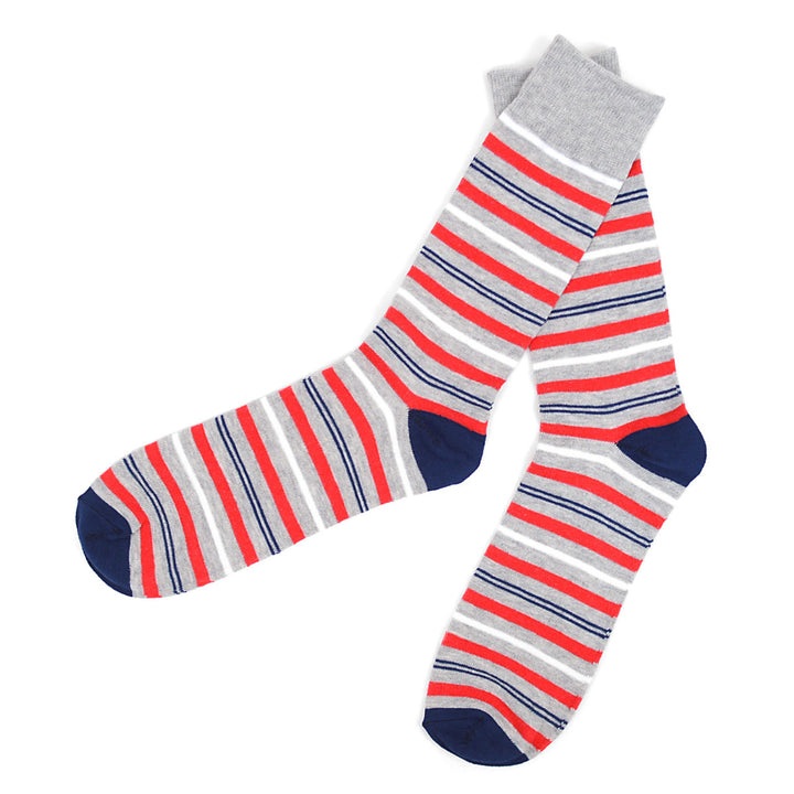 Striped Crew Socks - Red Royal Blue