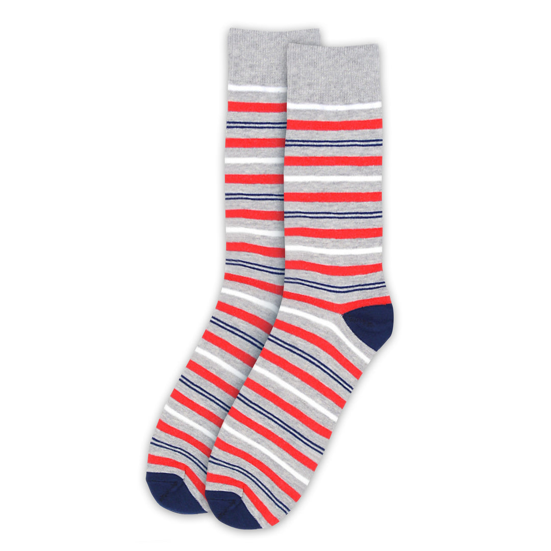 Striped Crew Socks - Red Royal Blue