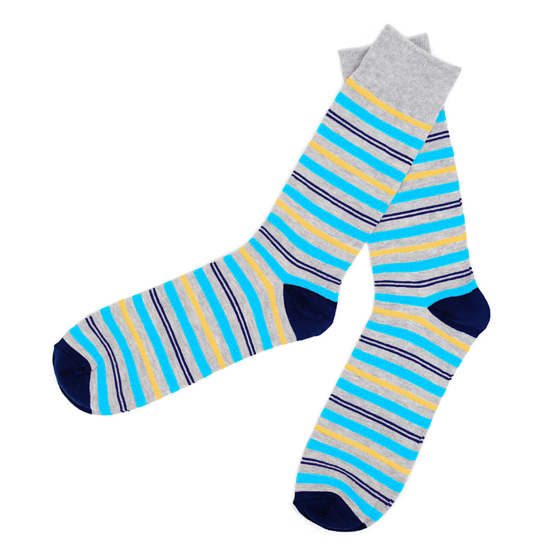 Striped Crew Socks - Blue Yellow