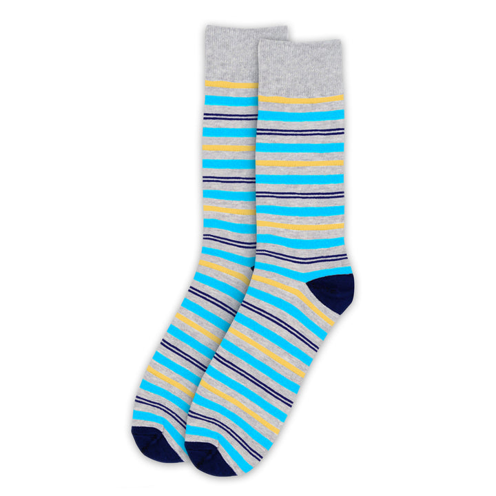 Striped Crew Socks - Blue Yellow