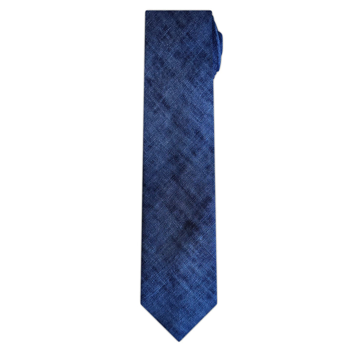 Watercolor Linen Slim Tie - Denim