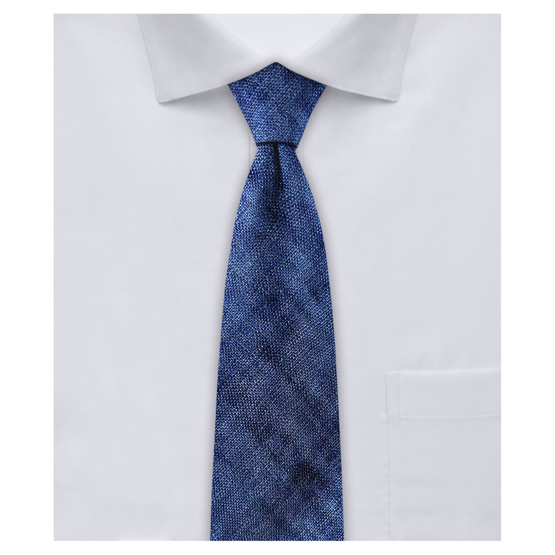 Wedding Watercolor Linen Slim Tie - Denim