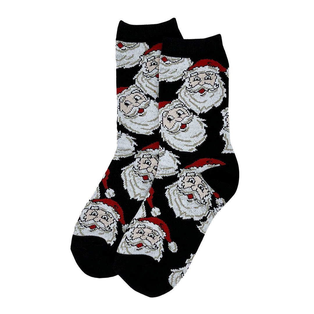 Kids' Christmas Jolly Santa Crew Socks - Black