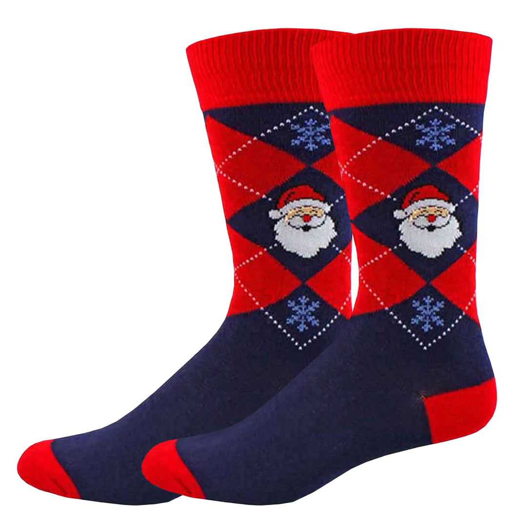 Men's Christmas Santa Argyle Snowflake Socks