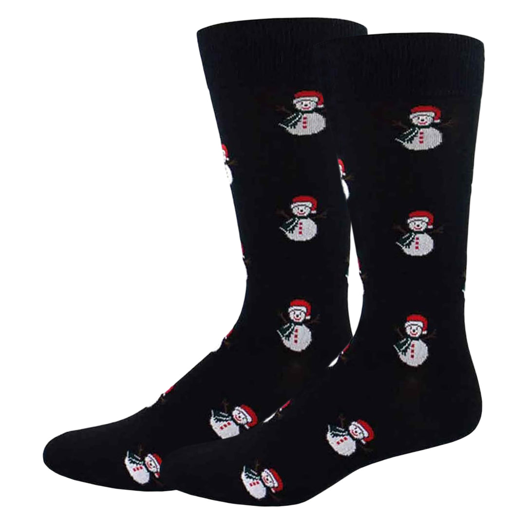 Men's Christmas Snowman Crew Socks - Black
