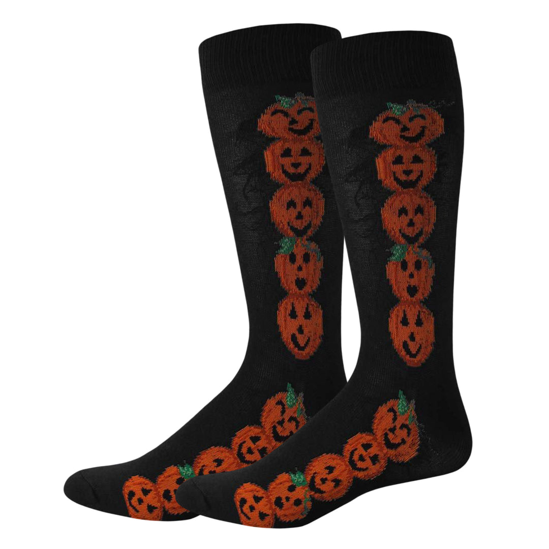 Men's Halloween Pumpkin Tower Crew Socks - Black
