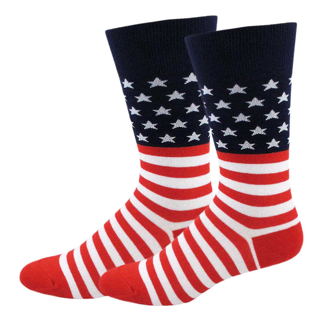 Men's American Flag Crew Socks - Red/White/Blue