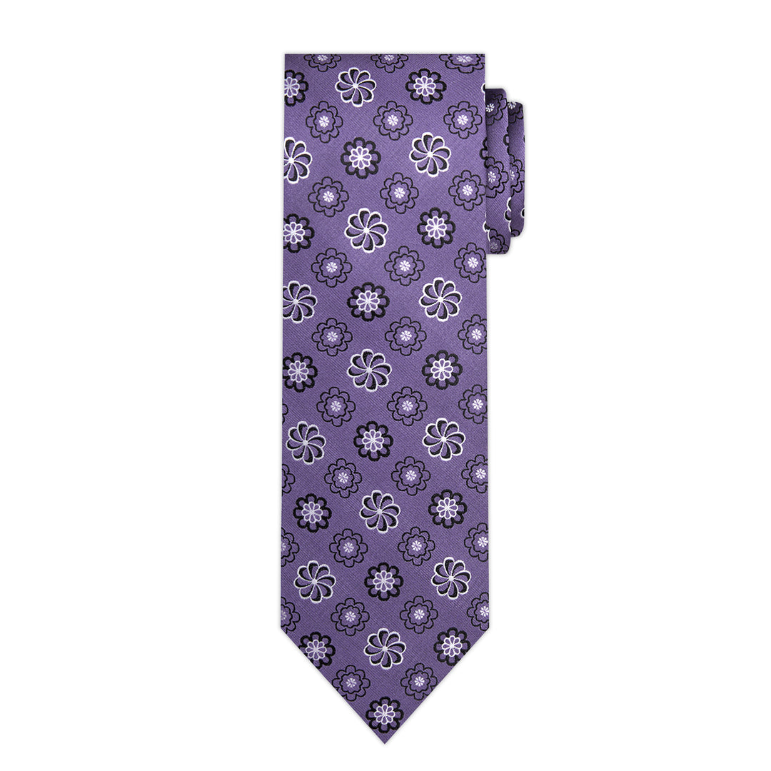 Floral Tie - Purple Black