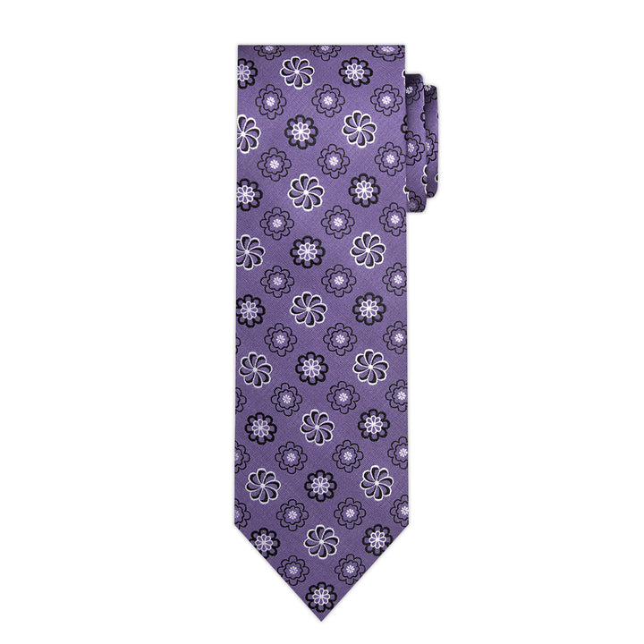 Floral Tie - Purple Black