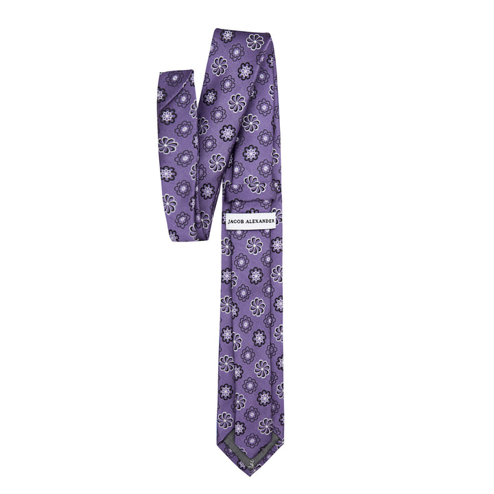 Floral Slim Tie - Purple Black