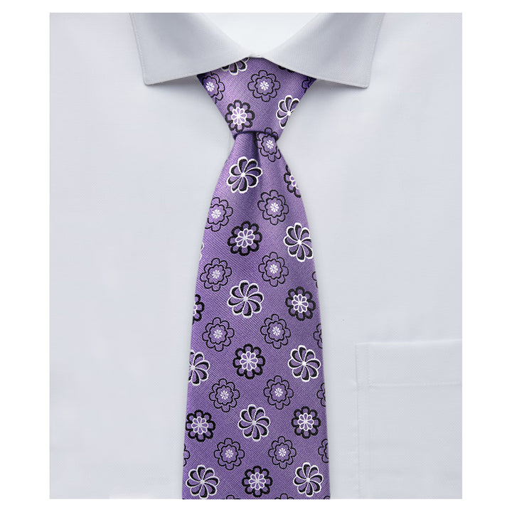 Floral Tie - Purple Black