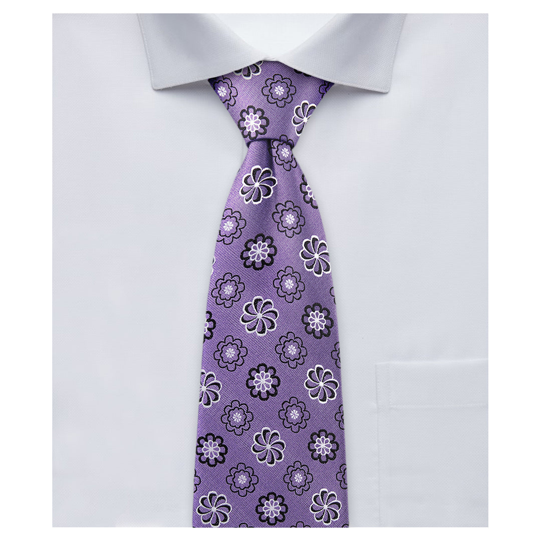 Wedding Floral Slim Tie - Purple Black