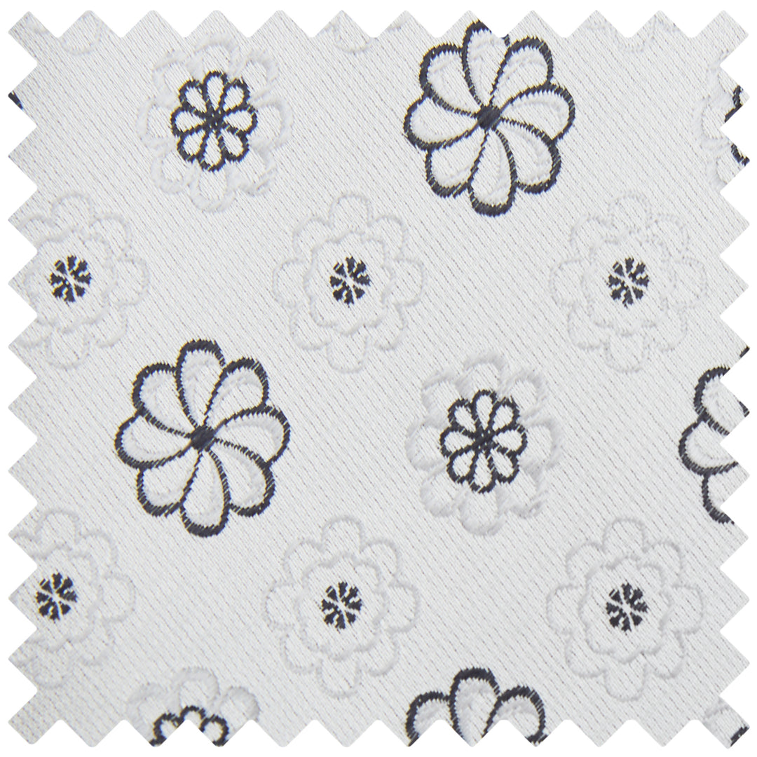 Floral Tie - Silver Black