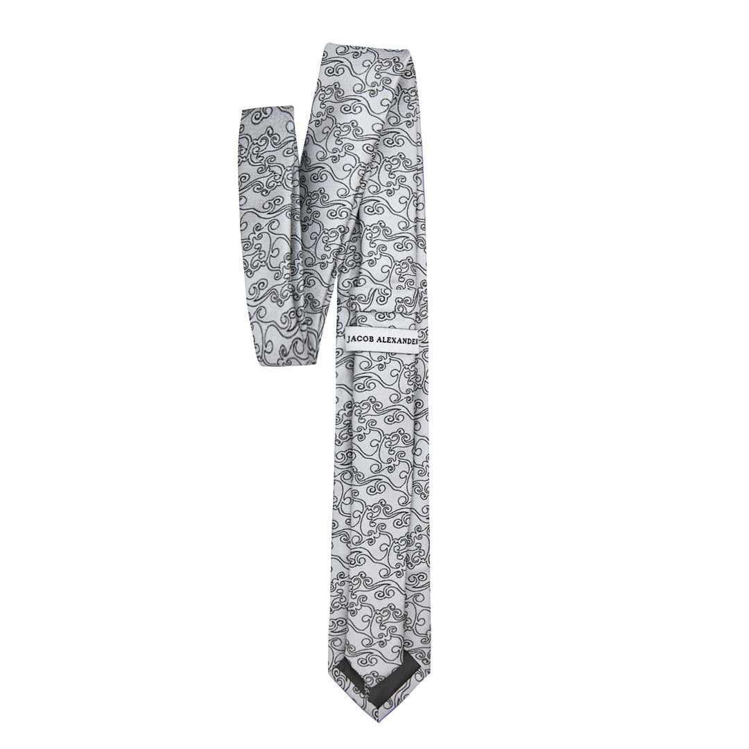 Bold Vine Slim Tie - Silver