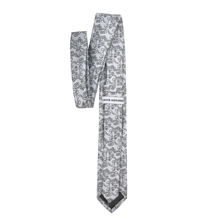 Bold Vine Slim Tie - Silver