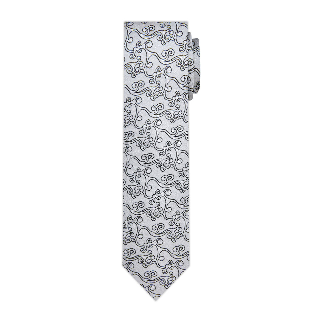 Bold Vine Slim Tie - Silver