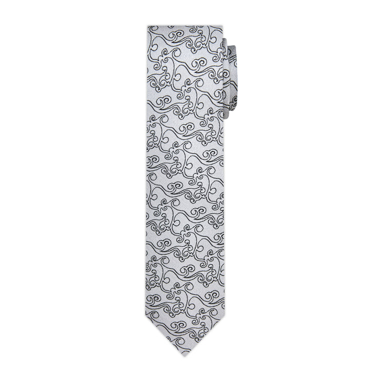Bold Vine Slim Tie - Silver