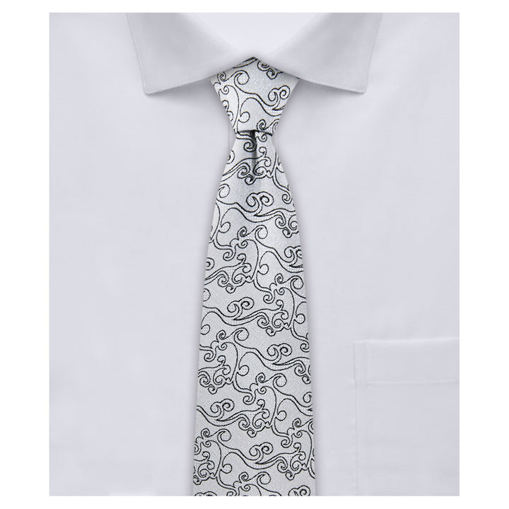 Bold Vine Slim Tie - Silver