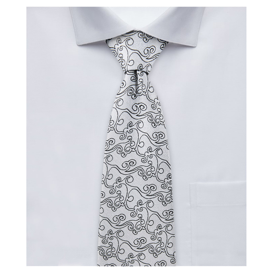 Wedding Bold Vine Tie - Silver