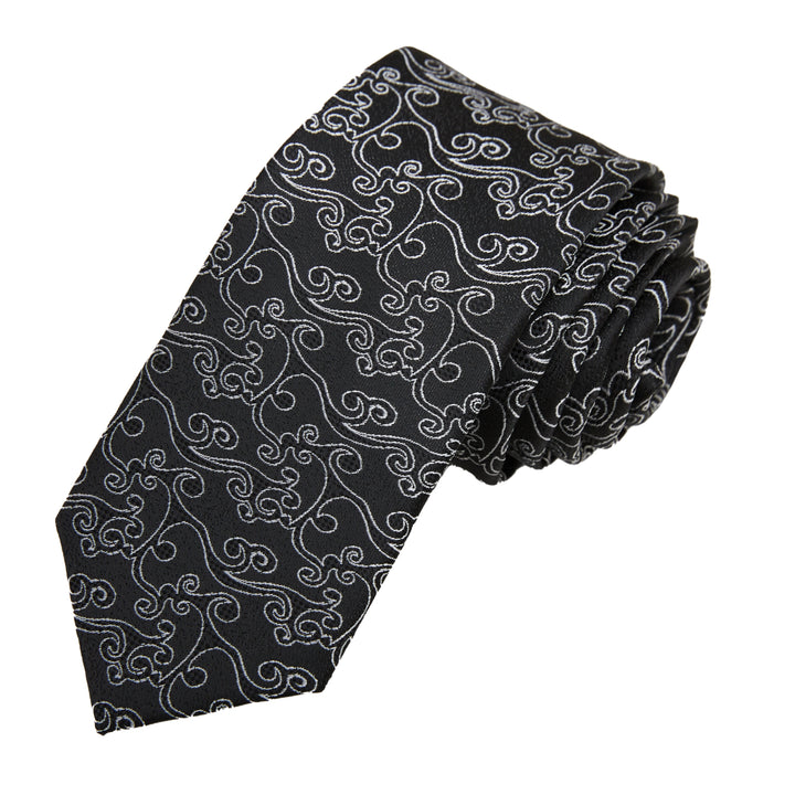 Bold Vine Slim Tie - Black