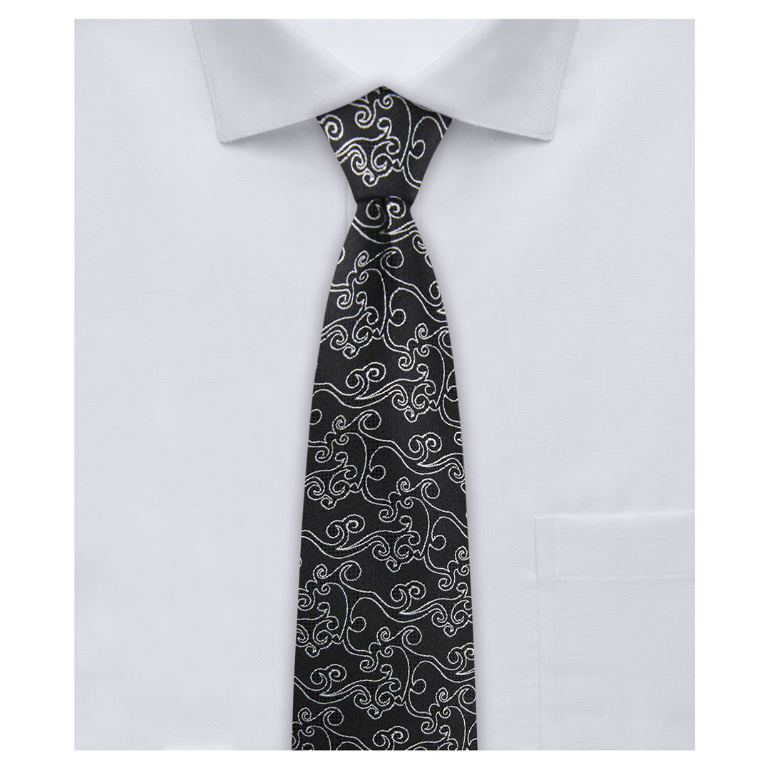 Bold Vine Slim Tie - Black